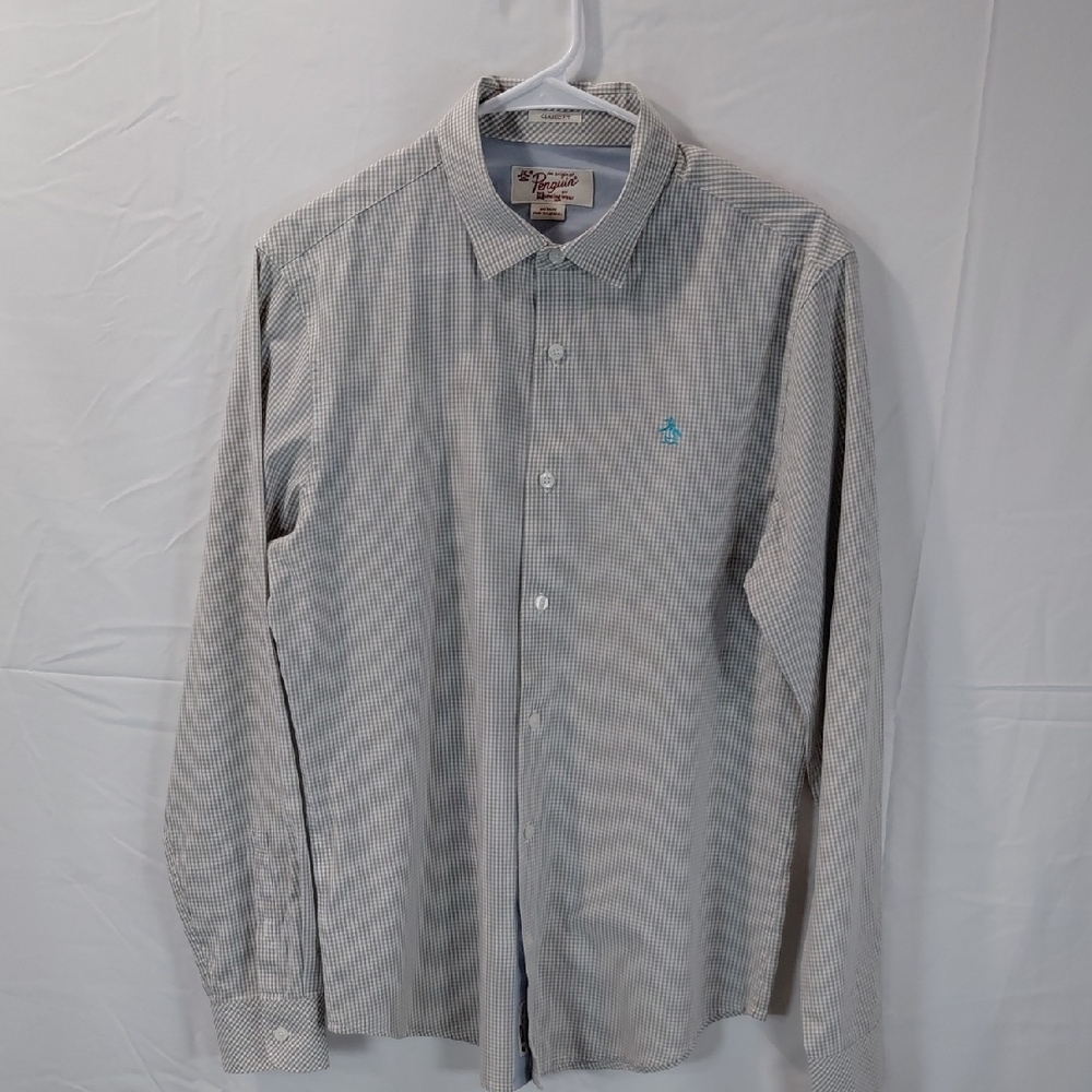 Original Penguin Men's Black and White Checkered Shirt